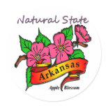Arkansas Natural State Apple Blossom Round Sticker