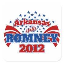 Arkansas with Romney 2012 Square Sticker