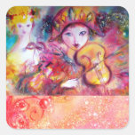 ARLECCHINO AND COLOMBINA ,Pink Fuchsia Yellow Blue Stickers