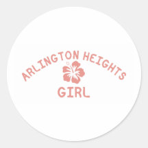 Arlington Heights Pink Girl Round Stickers