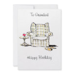 Armchair, Slippers and Wine Birthday Card Personalized Invites