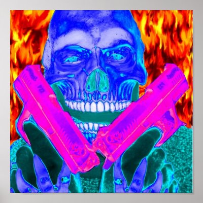 Armed Skeleton in Hell Poster by brianmclaughlin7500