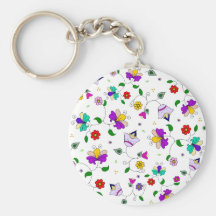 Armenian-inspired Colourful Swirling Flower Patter Key Chain