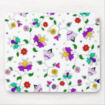 Armenian-inspired Colourful Swirling Flower Patter Mousemat