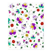 Armenian-inspired Colourful Swirling Flower Patter Post Card