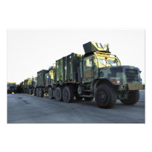 Armoured trucks sit on the pier at Morehead City Art Photo