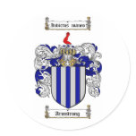 ARMSTRONG FAMILY CREST -  ARMSTRONG COAT OF ARMS ROUND STICKERS
