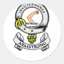ARMSTRONG Family Crest Round Stickers