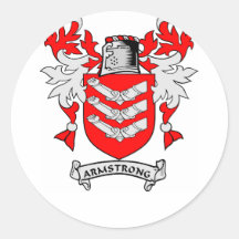 ARMSTRONG Family Crest Round Stickers