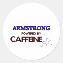 Armstrong powered by caffeine round stickers