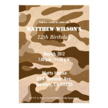 Army Camoflauge Invitations