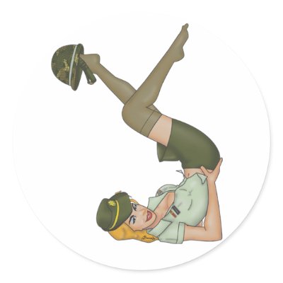Army Girl Pin-Up Sticker by bodnardesigns