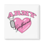 Army Girlfriend Pink Heart N Dog Tag magnets