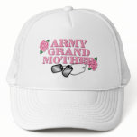 Army Grandmother Pink Roses N Dog Tags Hats