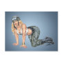 Army, Military Girl in Camo Pinup by Al Rio Post Cards