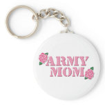 Army Mom Pink Roses Keychains