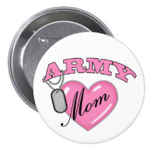 Army Mum Heart N Dog Tag Buttons