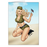 Army or Military Pinup Girl with American Flag