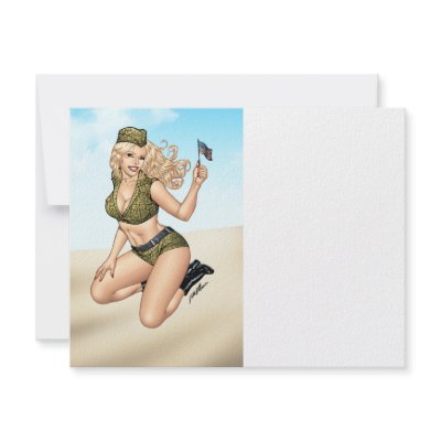 Army or Military Pinup Girl with American Flag by AlRioArt