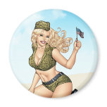 Army or Military Pinup Girl with American Flag