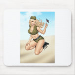 Army or Military Pinup Girl with American Flag