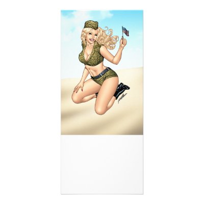 Army or Military Pinup Girl with American Flag by AlRioArt