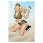 Army or Military Pinup Girl with American Flag