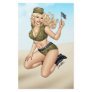 Army or Military Pinup Girl with American Flag