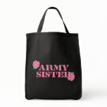 Army Sister Pink Roses Tote Bag