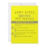 Army Wives Pet Peeves List message cards invitations