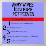 Army Wives Pet Peeves Poster posters