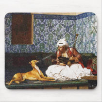 Arnaut Blowing Smoke in His Dog's Nose Mouse Mats