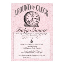 Around the Clock Baby Shower Invitation - Pink