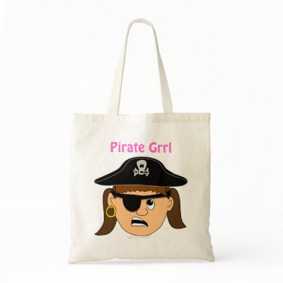 Arr Pirate Girl Cute Customisable Kid Pirate Stuff Tote Bags by alinaspencil