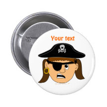 Arr Pirate Girl Cute Customisable Kid Pirate Stuff Pinback Button