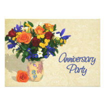 Arrangement of Roses & Iris Anniversary Party invitations