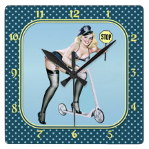 Arresting Sight Police Pin Up Cutie Clock