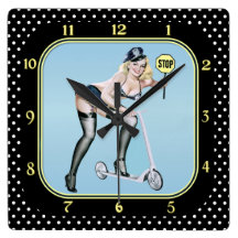 Arresting Sight Police Pin Up Cutie Clock