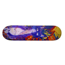 Arriving - Wild Party in Red, Yellow & Blue Skate Board