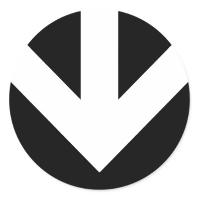 arrow down. colour customisable. round sticker by asyrum