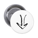 Arrow Pointing Down. Black and White. Pinback Buttons