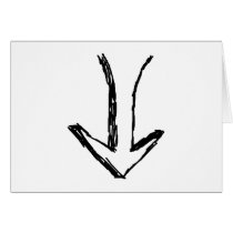 Arrow Pointing Down. Black and White. Card
