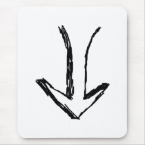 Arrow Pointing Down. Black and White. Mousemat