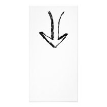 Arrow Pointing Down. Black and White. Customized Photo Card
