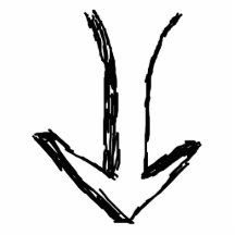 Arrow Pointing Down. Black and White. Photo Cut Out
