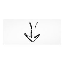 Arrow Pointing Down. Black and White. Full Colour Rack Card