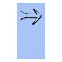 Arrow Pointing Right, Black and Blue. Customized Photo Card