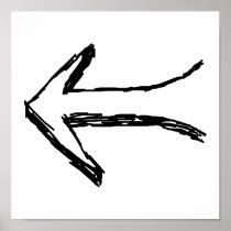 Arrow Pointing to the Left. Black. Poster