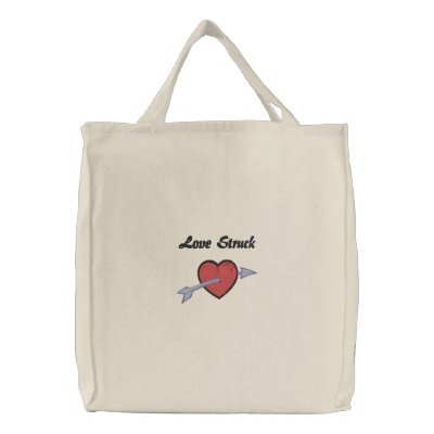 Arrow Through Heart Tote Love Struck Embroidered Tote Bag by silly_strings