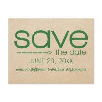Arrow Typography Save the Date Postcard, Green